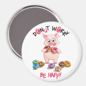 Funny Pig Donut Pun Magnet (Voorkant / Achterkant)