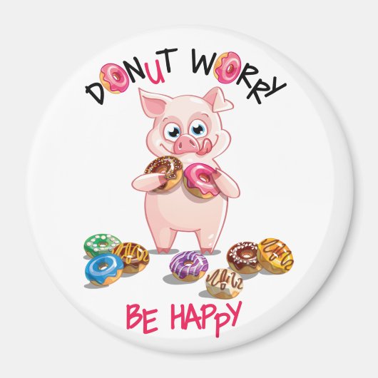 Funny Pig Donut Pun Magnet (Voorkant)