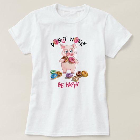 Funny Pig Donut Pun T-Shirt (Design voorkant)