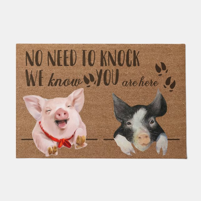 Funny Pig Doormat, Pig Lover Rug Gifts Deurmat (Voorkant)