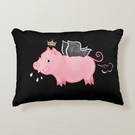 Funny Pig Fairy Cartoon - Schattige Flying Pig Mag Accent Kussen