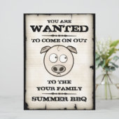 Funny Pig Family BBQ Uitnodigingen (Staand voorkant)