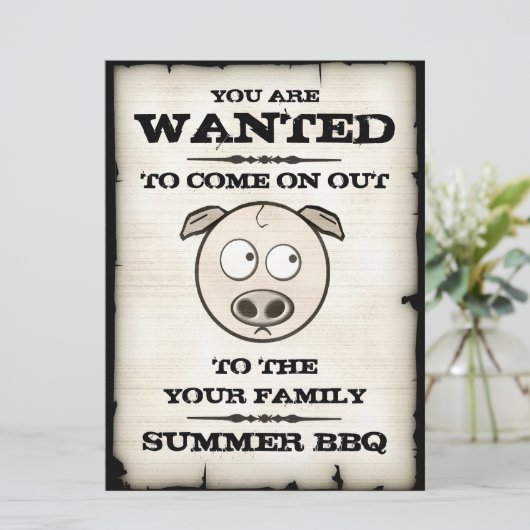 Funny Pig Family BBQ Uitnodigingen (Staand voorkant)