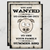 Funny Pig Family BBQ Uitnodigingen (Voorkant / Achterkant)