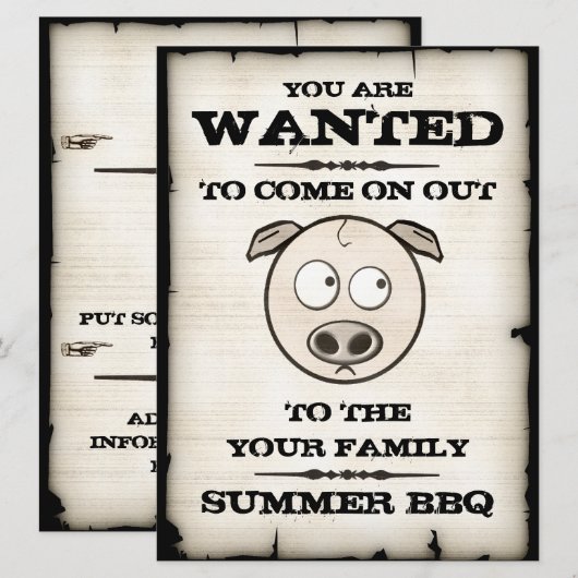 Funny Pig Family BBQ Uitnodigingen (Voorkant / Achterkant)