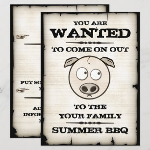 Funny Pig Family BBQ Uitnodigingen