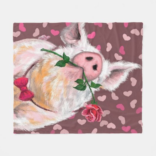 Funny Pig Fleece Deken (Voorkant (Horizontaal))