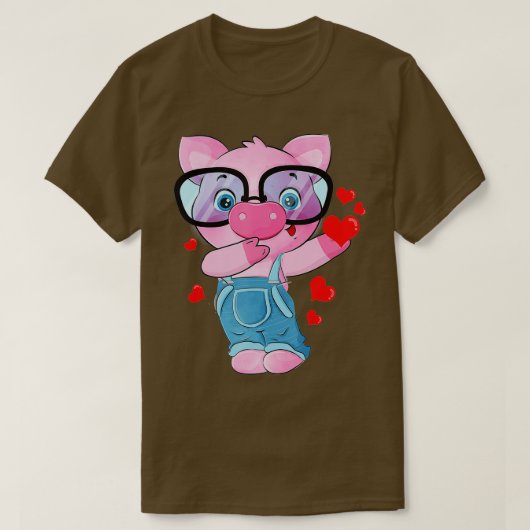 Funny Pig Heart Valentijnsdag Gifts Cute Pig Dabb T-shirt (Design voorkant)