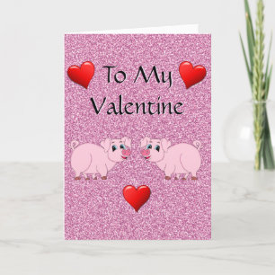 Funny Pig Hogs and Kisses Valentijnsdag Kaart