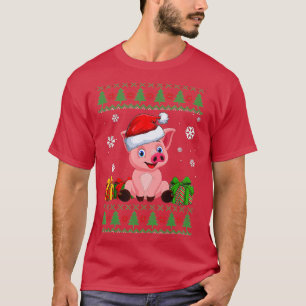 Funny Pig houdt van Cute Pig Santa Hat Oegenkerst T-shirt