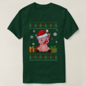 Funny Pig houdt van Cute Pig Santa Hat Oegenkerst T-shirt (Design voorkant)