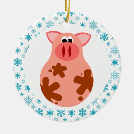 Funny Pig Kerstornament Gift Keramisch Ornament (Voorkant)
