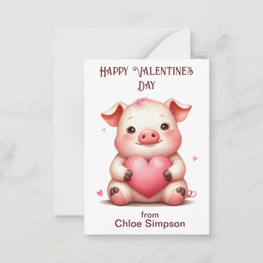 Funny Pig Kind's Valentijn Klaslokaal Party Notitiekaartje (Voorkant)