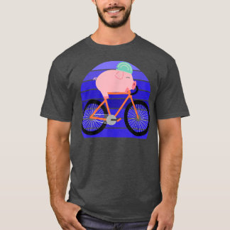 Funny Pig Lover Riding Bike Novelty Animal Birthda T-shirt