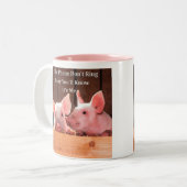 Funny Pig Memes met grappige gezegden en citaten Tweekleurige Koffiemok (Voorkant links)