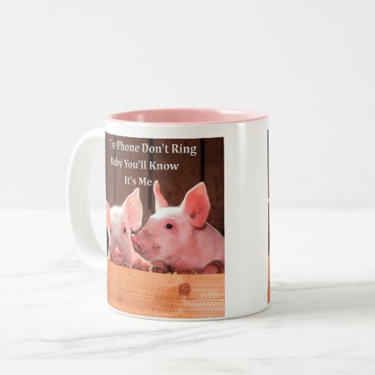 Funny Pig Memes met grappige gezegden en citaten Tweekleurige Koffiemok (Voorkant links)