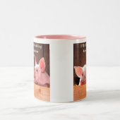 Funny Pig Memes met grappige gezegden en citaten Tweekleurige Koffiemok (Center)