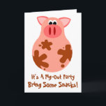 Funny Pig Out Friends Party Invitation Card<br><div class="desc">De kleine varkensvlek van kleine aardappelen design stuurt een uitnodigingsbericht aan vrienden om op te komen voor een Pig Out feest!  Gebruik deze grappige varkenskaarten als uitnodigingen voor een nacht met de meisjes of een BBQ met vrienden,  of een potluck party.</div>