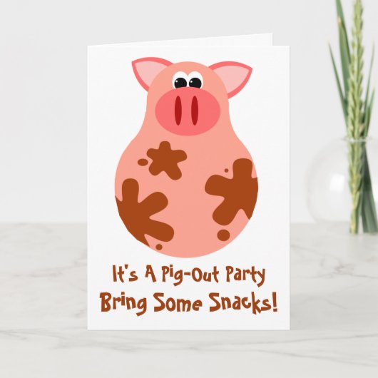 Funny Pig Out Friends Party Invitation Kaart (Voorkant)