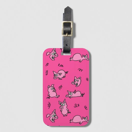Funny Pig Pink Bagagelabel (Voorkant (verticaal))