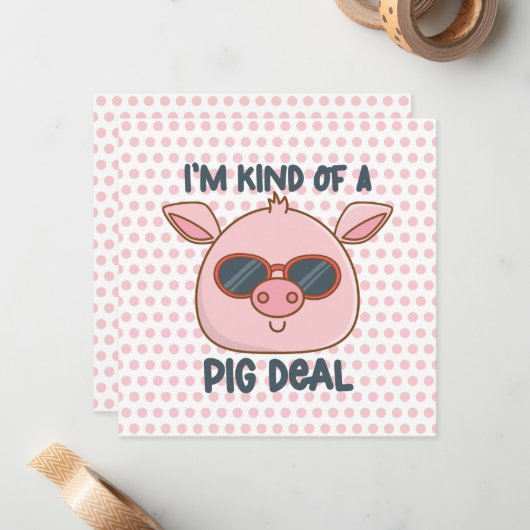 Funny Pig Pun Notitiekaartje (Voorkant / Achterkant in situ)