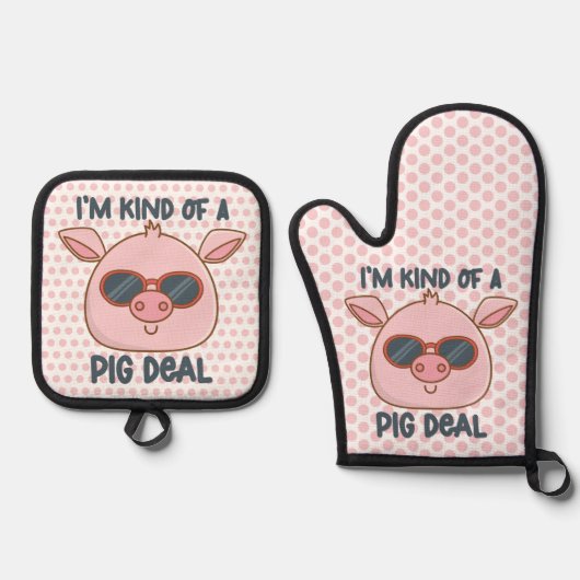 Funny Pig Pun Ovenwant & Pannenlap Set (Voorkant)