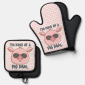 Funny Pig Pun Ovenwant & Pannenlap Set (Voorkant / Achterkant)