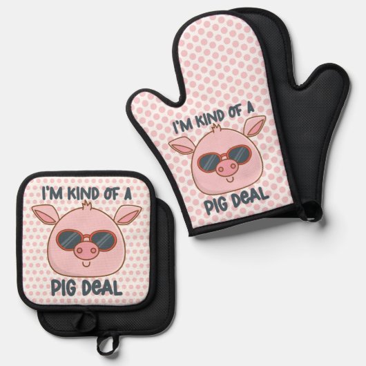 Funny Pig Pun Ovenwant & Pannenlap Set (Voorkant / Achterkant)
