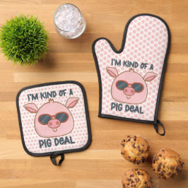 Funny Pig Pun Ovenwant & Pannenlap Set