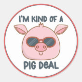 Funny Pig Pun Ronde Sticker (Voorkant)