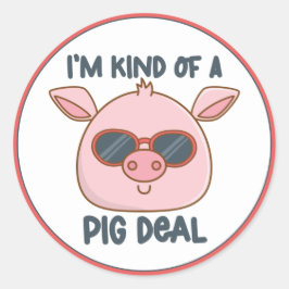 Funny Pig Pun Ronde Sticker