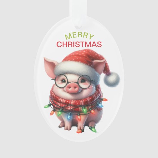 Funny Pig String Lights Kinder Kerst Ornament (voorkant)