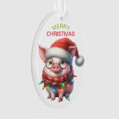 Funny Pig String Lights Kinder Kerst Ornament (voorkant)
