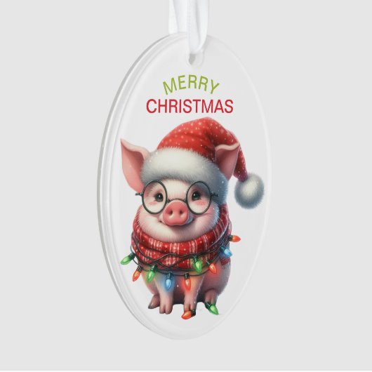Funny Pig String Lights Kinder Kerst Ornament (voorkant)