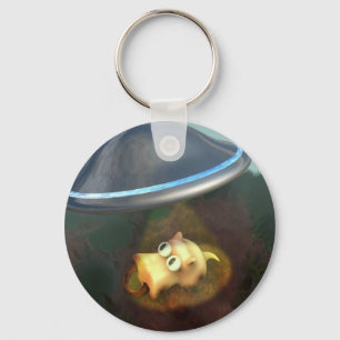 Funny Pig UFO Abduction Sleutelhanger