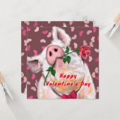 Funny Pig Valentijnsdag Kaart (Voorkant / Achterkant in situ)