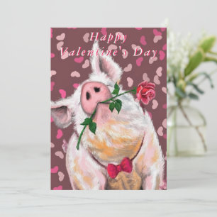 Funny Pig Valentijnsdag Kaart Gentleman Piggy