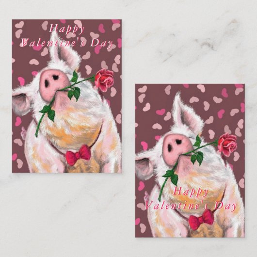 Funny Pig Valentijnsdag Kaart Notitiekaartje (Voorkant / Achterkant)