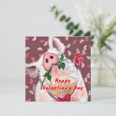 Funny Pig Valentijnsdag Kaart Uw QR Code Wensen (Staand voorkant)