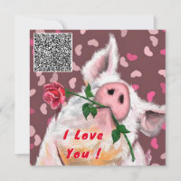 Funny Pig Valentijnsdag Kaart Uw QR Code Wensen