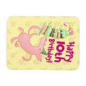 Funny Pig Voeg de Age Giant Birthday Cake Cartoon Magneet (Horizontaal)