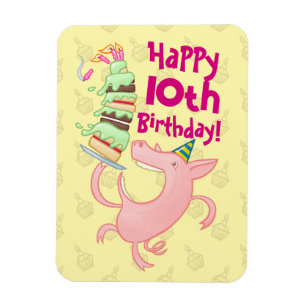 Funny Pig Voeg de Age Giant Birthday Cake Cartoon  Magneet