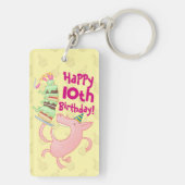 Funny Pig Voeg de Age Giant Birthday Cake Cartoon Sleutelhanger (achterkant)
