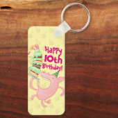 Funny Pig Voeg de Age Giant Birthday Cake Cartoon Sleutelhanger (Achterkant)