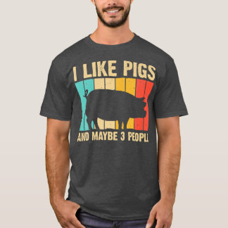 Funny pig voor mannen Boerderij Vintage van dierli T-shirt