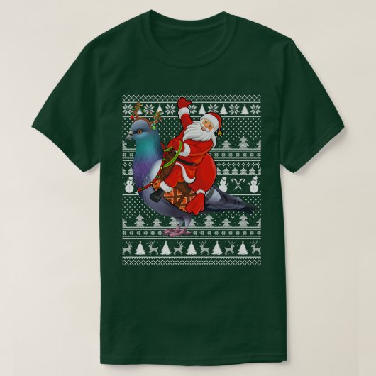 Funny Pigeon Bird Lover Santa Riding Pigeon Ugly C T-shirt (Design voorkant)
