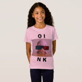 Funny Piggy Bank in 3D-bril T-shirt (Voorkant volledig)