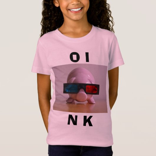 Funny Piggy Bank in 3D-bril T-shirt (Voorkant)