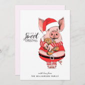 Funny Piggy Sweet-kerstkaart Feestdagenkaart (Voorkant / Achterkant)