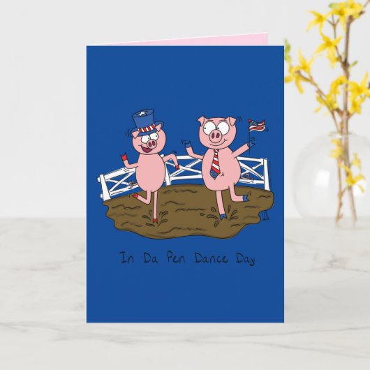 Funny Pigs 4 juli Kaart (Gele Bloem)